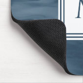 Einfache Navy Blue Subtle Marble Moderne Monogram Mousepad (Ecke)