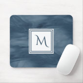 Einfache Navy Blue Subtle Marble Moderne Monogram Mousepad (Mit Mouse)