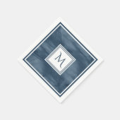 Einfache Navy Blue Subtle Marble Moderne Monogram Serviette (Ecke)