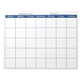 Einfache Navy Blue Thole Border Name Monatlicher P Notizblock