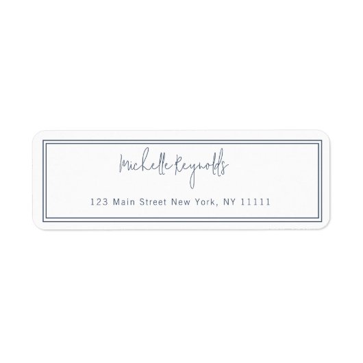 Einfache Navy Blue Typografie Rücksendeadresse (Vorne)