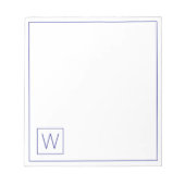 Einfache Navy Blue und White Monogram Notizblock (Vorderseite)