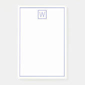 Einfache Navy Blue und White Monogram Post-it Klebezettel (Vorderseite)