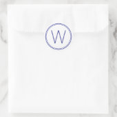Einfache Navy Blue und White Monogram Runder Aufkleber (Tasche)