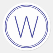 Einfache Navy Blue und White Monogram Runder Aufkleber (Vorderseite)