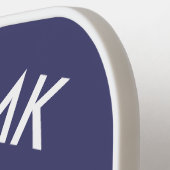 Einfache Navy Blue und White Strip Monogram Pickleball Schläger (Linke Seite)