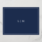 Einfache Navy Blue Wedding Foil Enclosure Card Folie Einladungspostkarte (Rückseite)