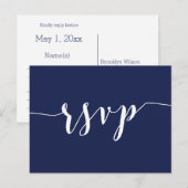 Einfache Navy Blue Wedding RSVP Postkarten (Vorne/Hinten)