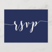 Einfache Navy Blue Wedding RSVP Postkarten (Vorderseite)