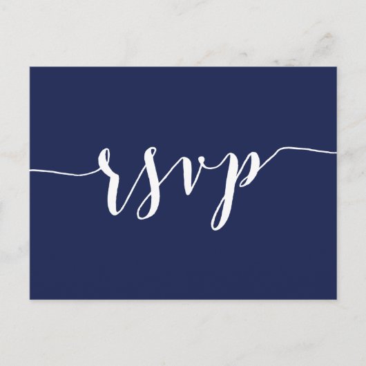 Einfache Navy Blue Wedding RSVP Postkarten (Vorderseite)