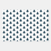 Einfache Navy Blue Weihnachtsbaumen gemischt Geschenkpapier Set (Vorderseite)