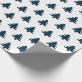 Einfache Navy Blue Weihnachtsbaummuster Geschenkpapier (Ecke)