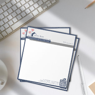 Einfache Navy-Blue-White-House-Logo Notizblock