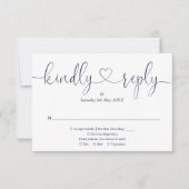 Einfache Navy Blue White Script Herzlichen Antwort (Vorderseite)