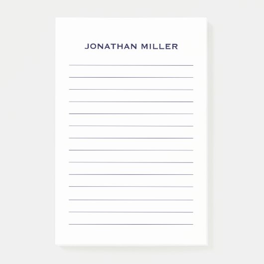 Einfache Navy Linde Personalisiert 4x6 Post-it Klebezettel (Vorderseite)