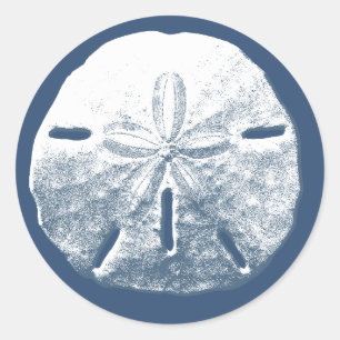 Einfache Navy-Sand-Dollar-Strand-Hochzeitsgunst Runder Aufkleber