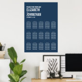 Einfache Navy-Typografie-Hochzeitstabelle Poster (Heimbüro)