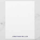 Einfache Navy Typografischer Name Briefbogen (Vorderseite)