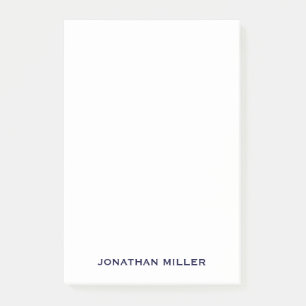 Einfache Navy Typografischer Name Post-it Klebezettel