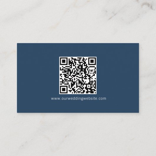 Einfache Navy Typografy Wedding Registry QR Code Begleitkarte (Rückseite)