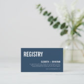 Einfache Navy Typografy Wedding Registry QR Code Begleitkarte (Stehend Vorderseite)
