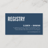 Einfache Navy Typografy Wedding Registry QR Code Begleitkarte (Vorderseite)