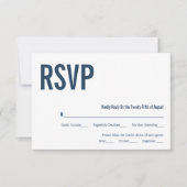 Einfache Navy Typografy Wedding RSVP Card Karte (Vorderseite)