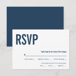 Einfache Navy Typografy Wedding RSVP Card Karte