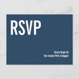 Einfache Navy Typografy Wedding RSVP Postkarte