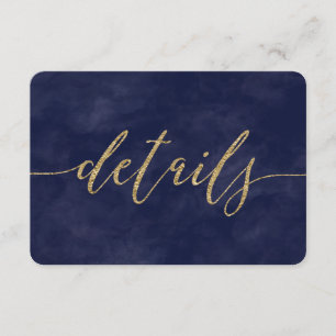 Einfache Navy-Wasserfarbe- und Goldfolie-Hochzeits Einladung
