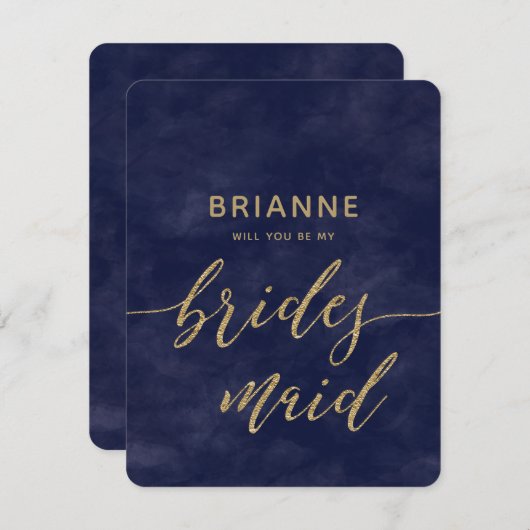 Einfache Navy Wasserfarbe wird Bridesmaid Einladung (Vorne/Hinten)