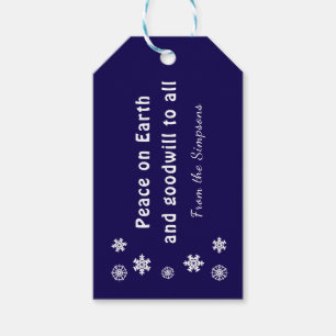 Einfache Navy Weltfrieden Snowflake-Geschenkmarke Geschenkanhänger