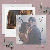 Einfache Navy White 2 Foto Rose Gold Square Hochze Save The Date