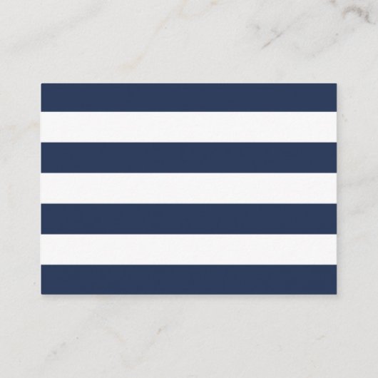 Einfache Navy & White Hotel Unterkunftskarten Begleitkarte (Rückseite)