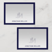 Einfache navy-White-Typografie-Bezeichnung Mitteilungskarte (Vorne/Hinten)