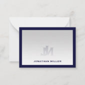 Einfache navy-White-Typografie-Bezeichnung Mitteilungskarte (Rückseite)