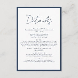 Einfache Navyblaue Schrift Hochzeitsdetails Begleitkarte