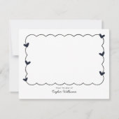 Einfache Navyblaue Wellige Rand Herz Briefpapier Mitteilungskarte (Vorderseite)