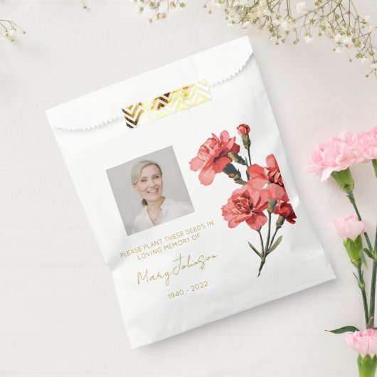 Einfache Nelken-Foto-Trauer-Samen Geschenktütchen (Versiegelt)