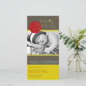 Einfache Nesting Bird & Family Baby Boy Foto Birth Ankündigung (Stehend Vorderseite)