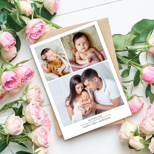 Einfache neue Baby Multi Foto Collage Dankeskarte