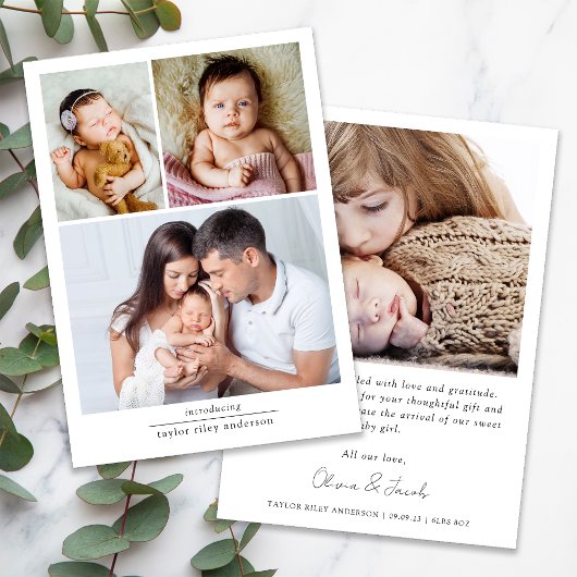 Einfache neue Baby Multi Foto Collage Dankeskarte