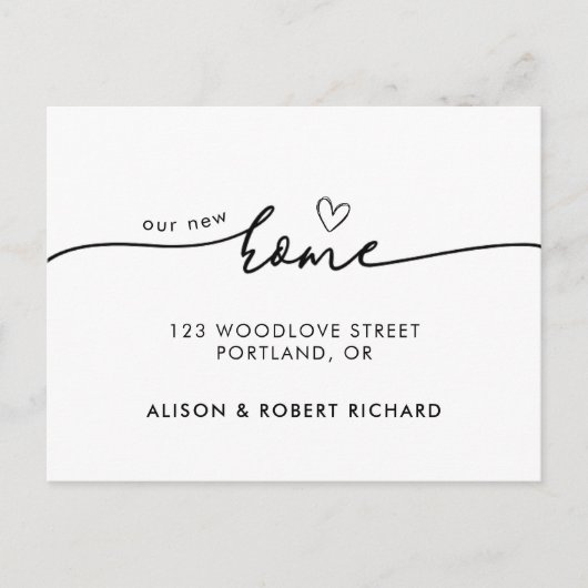 Einfache neue Zuhause - Ankündigung zur Adressvers Postkarte (Vorderseite)