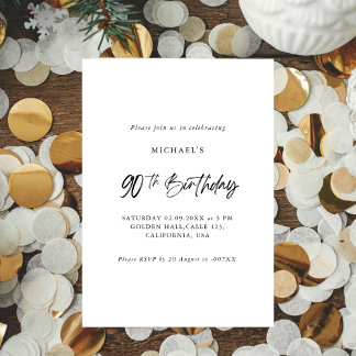 Einfache Neuheit | Script 90. Geburtstagsparty Einladung