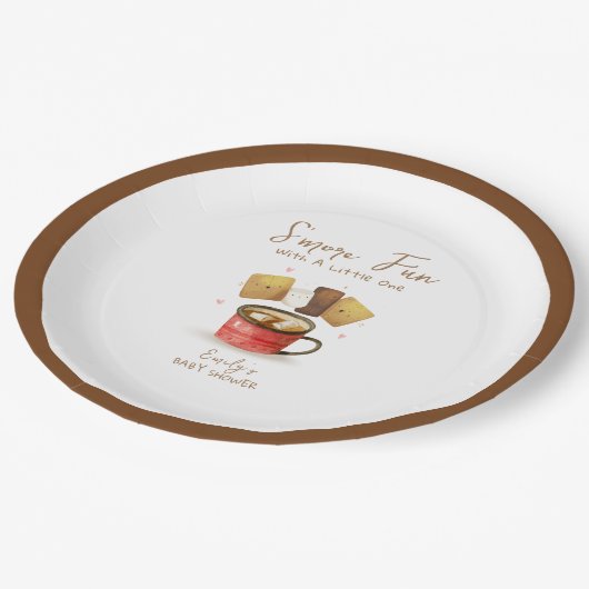 Einfache Neutral S'more Fun Fall Baby Dusche Pappteller (Schrägansicht)