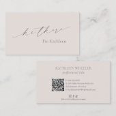 Einfache neutrale Bege Tan QR Code Elegant Moderne Visitenkarte (Vorne/Hinten)
