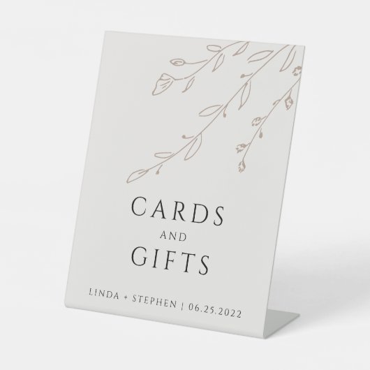 Einfache neutrale beige Botanische Karten und Gesc Sockelschild (Vorderseite)