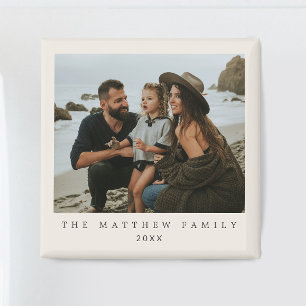 Einfache neutrale Beige-Minimalist-Familienfoto Magnet