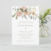 Einfache neutrale Blume Erste Kommune Einladung (Stehend Vorderseite)