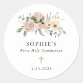 Einfache neutrale Blume Erste Kommune Runder Aufkleber (Vorderseite)